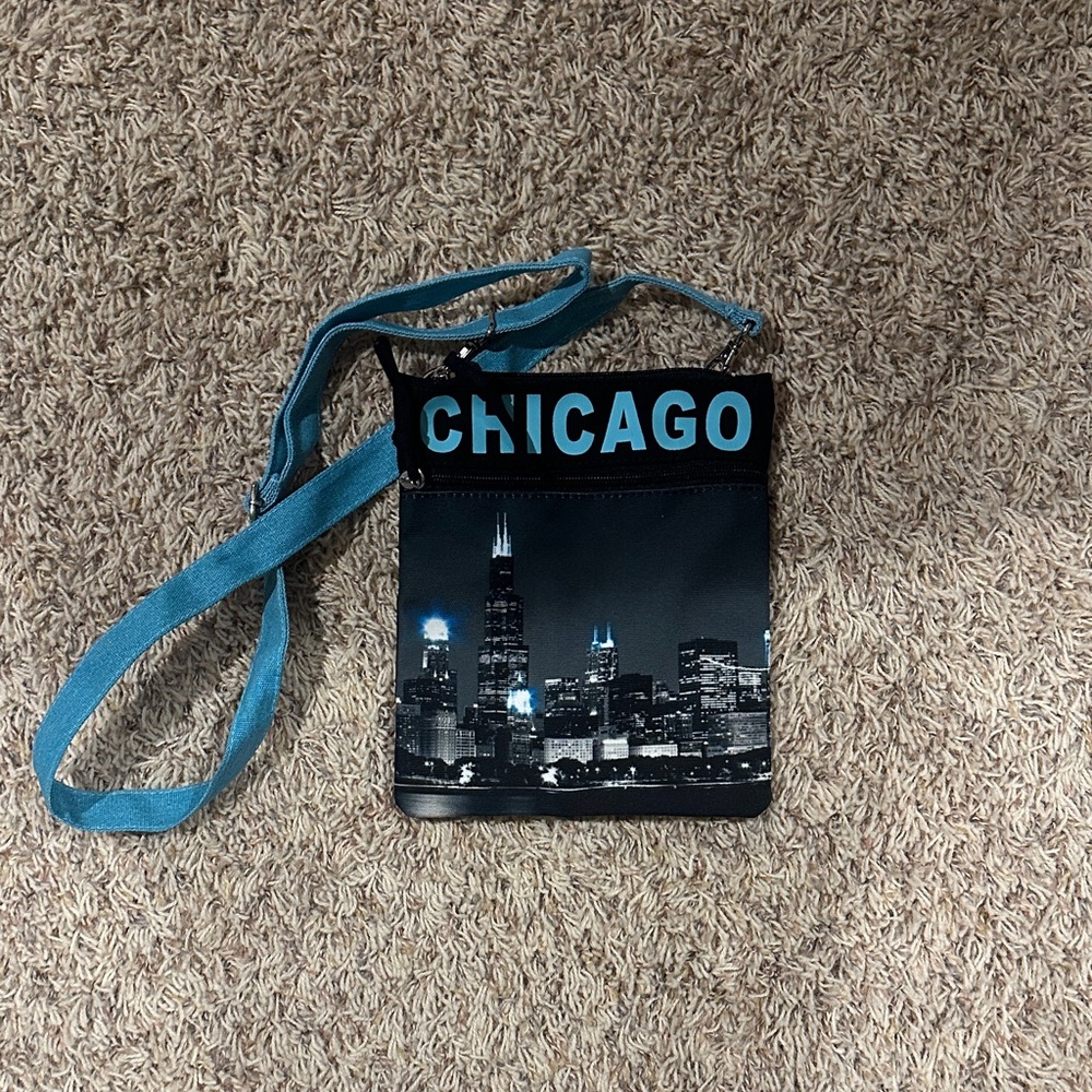 Chicago Skyline Crossbody Bag - Black and Blue